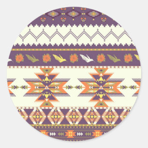 Sticker Rond Motif aztèque coloré