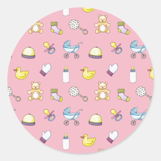 Sticker Rond Motif baby shower (Devant)