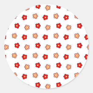 Sticker Rond Motif blanc Preppy rose Flower Arrière - plan