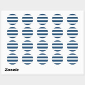 Sticker Rond Motif bleu blanc de la marine moderne (Feuille)