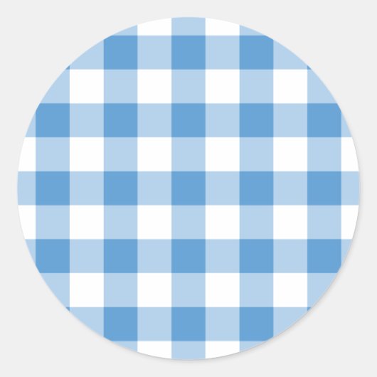 Sticker Rond Motif bleu clair et blanc En vichy (Devant)