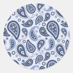 Sticker Rond Motif Blue Paisley