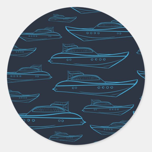 Sticker Rond Motif Blue Yacht (Devant)