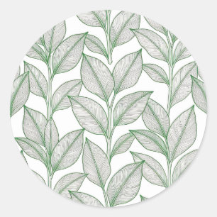 Sticker Rond Motif botanique de feuille de laurier vert