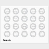 Sticker Rond Motif Botanique Silver Grey Enregistrer la date (Feuille)