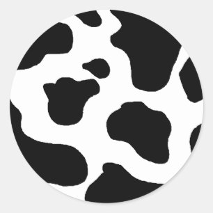 Sticker Rond Motif brouillé noir et blanc d'impression de vach