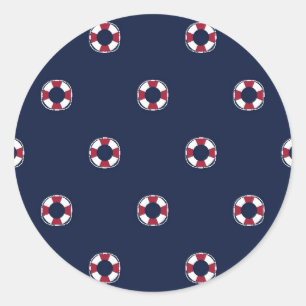 Sticker Rond Motif Buoy Rouge Et Blanc