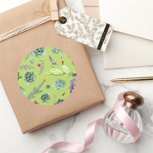 Sticker Rond Motif Cactus 6 (Cadeaux)