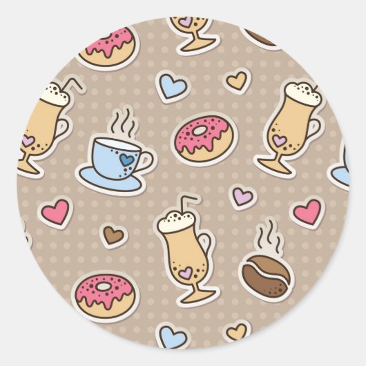 Sticker Rond Motif café (Devant)