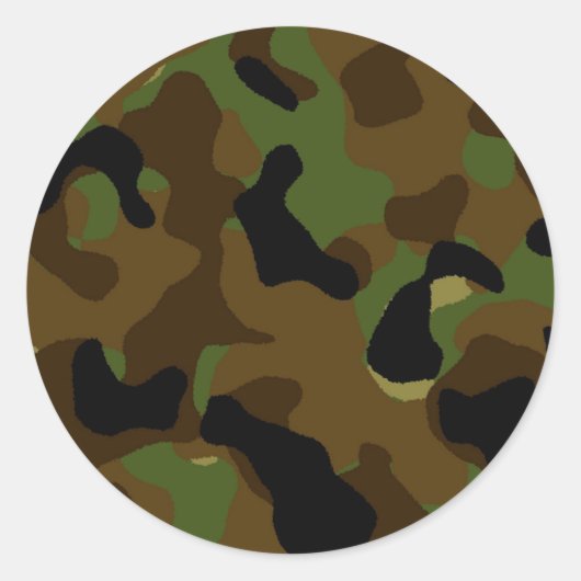Sticker Rond Motif Camouflage Camo de l'armée verte militaire (Devant)