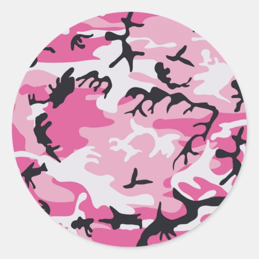 Sticker Rond Motif Camouflage rose (Devant)