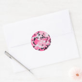 Sticker Rond Motif Camouflage rose (Enveloppe)