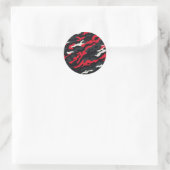 Sticker Rond Motif camouflage rouge noir gris blanc (Sac)