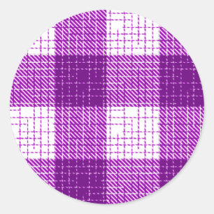 Sticker Rond Motif carreaux à carreaux gras violet et blanc