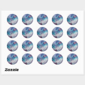 Sticker Rond Motif céleste bleu violet (Feuille)