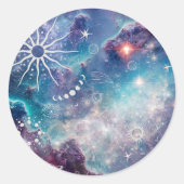 Sticker Rond Motif céleste bleu violet (Devant)