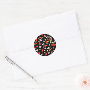 Sticker Rond Motif cerise 1