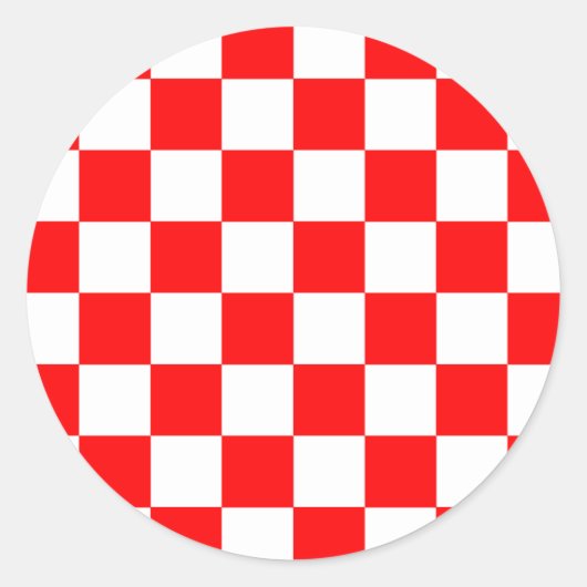 Sticker Rond Motif chèque À damiers blanc rouge (Devant)