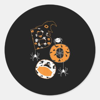Sticker Rond Motif Citrouille Boo Mask Spider Witder
