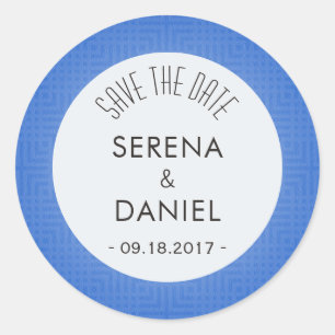 Sticker Rond Motif classique -bleu azur- Enregistrer la date