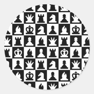 Sticker Rond Motif classique de tableau d'échec noir et blanc
