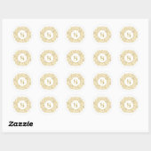 Sticker Rond Motif Classique en Damas doré Initial B (Feuille)