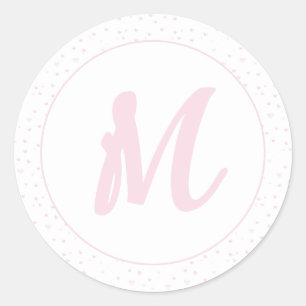 Sticker Rond Motif Coeur rose Fille Romantique Monogramme