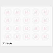 Sticker Rond Motif Coeur rose Fille Romantique Monogramme (Feuille)
