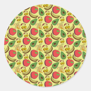 Sticker Rond Motif coloré aux fruits tropicaux sans soudure