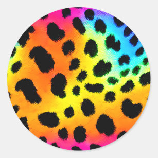 Sticker Rond Motif coloré Rainbow Cheetah sans couture
