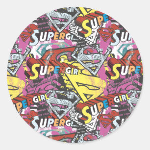 Sticker Rond Motif comique 4 de câpres de Supergirl