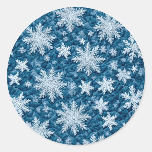 Sticker Rond Motif courbé Flakes Bleu et Blanc (Devant)