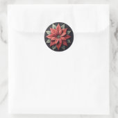 Sticker Rond Motif courbé Poinsettia Noir (Sac)