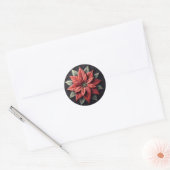 Sticker Rond Motif courbé Poinsettia Noir (Enveloppe)