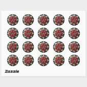 Sticker Rond Motif courbé Poinsettia Rouge Vert Noir (Feuille)