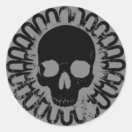 Sticker Rond Motif crâne Élégant Amusement Halloween Goth N'imp (Devant)