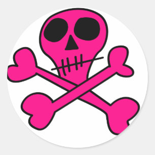 Sticker Rond Motif Crâne et Os