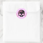 Sticker Rond Motif crâne et rose (Sac)