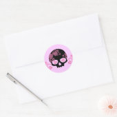 Sticker Rond Motif crâne et rose (Enveloppe)