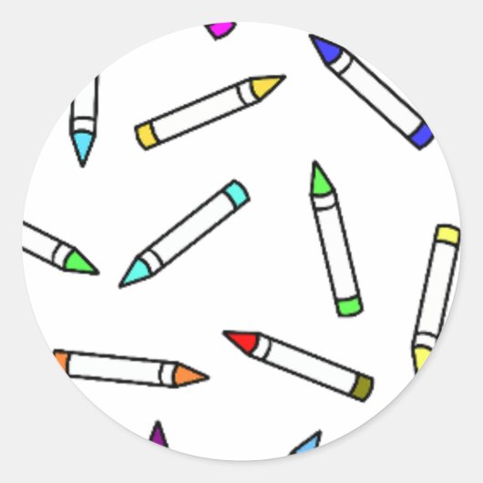 Sticker Rond Motif Crayon de dessin (Devant)