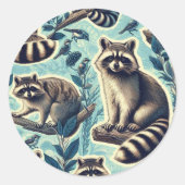 Sticker Rond Motif Cute Racoon (Devant)