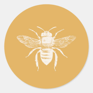 Sticker Rond Motif d'abeilles et d'abeilles dorées
