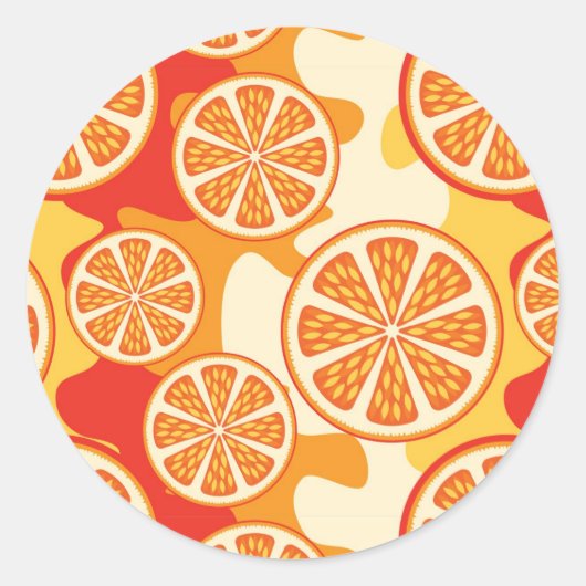 Sticker Rond Motif d'agrumes orange rétro (Devant)