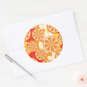 Sticker Rond Motif d'agrumes orange rétro (Enveloppe)
