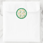 Sticker Rond Motif Daisy Springtime, cadre vert, (Sac)