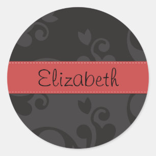 Sticker Rond Motif Damas, Damas Gris, Votre Nom