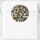 Sticker Rond Motif d'amour tiré à la main (Sac)