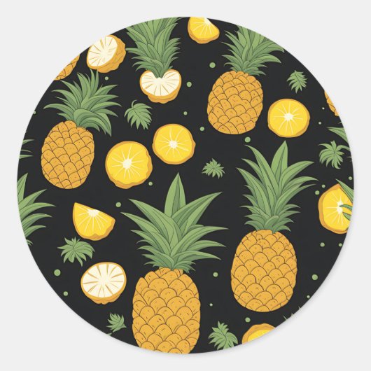Sticker Rond Motif d'ananas exotique (Devant)