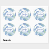 Sticker Rond Motif d'ananas pastel tropical | Ajouter Votre Nom (Feuille)