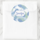 Sticker Rond Motif d'ananas pastel tropical | Ajouter Votre Nom (Sac)